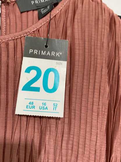 PRIMARK |M| BUST 19| A32| MAUVE PINK TEXTURED PLEATED LONG-SLEEVE PEPLUM TOP