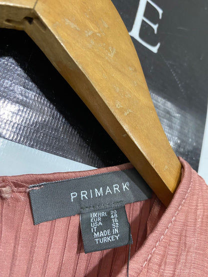 PRIMARK |M| BUST 19| A32| MAUVE PINK TEXTURED PLEATED LONG-SLEEVE PEPLUM TOP