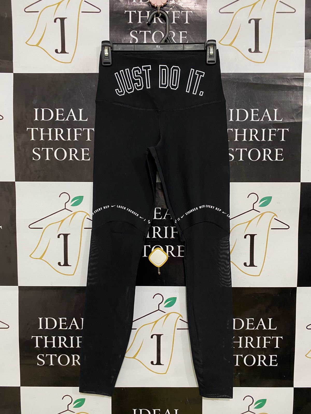 NIKE |S| WAIST 24| A32| BLACK "JUST DO IT." ATHLETIC HIGH-WAIST LEGGINGS