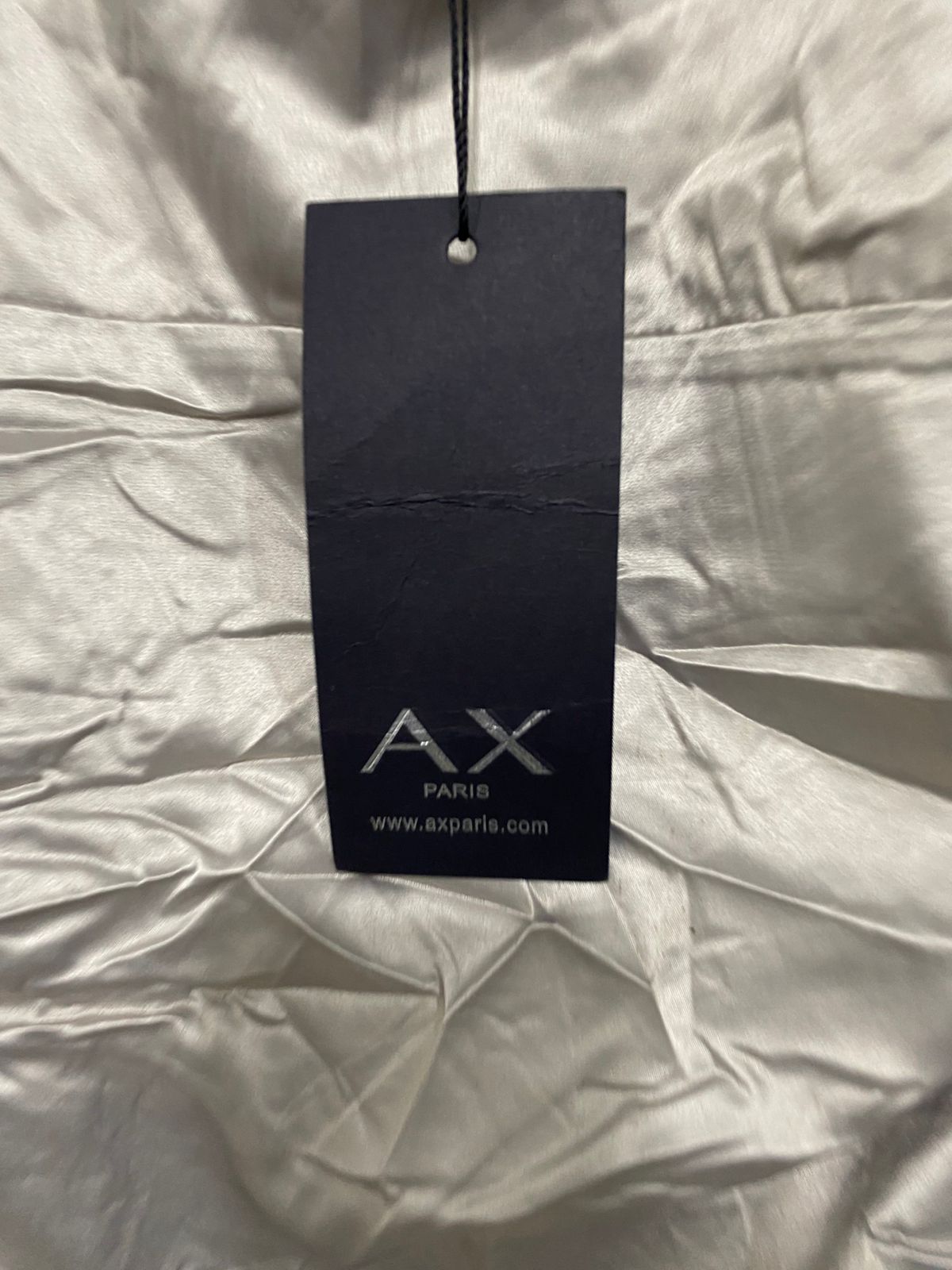 AX PARIS |M| BUST 15| A32| CHAMPAGNE SATIN RUCHED SQUARE-NECK LONG-SLEEVE MIDI DRESS