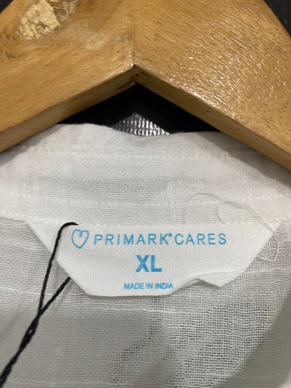 PRIMARK CARES |XL| BUST FREE| A32| WHISTLES OFF-WHITE OVERSIZED LINEN-BLEND COLLARED BUTTON-UP SHIRT
