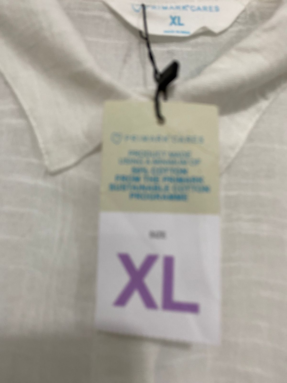 PRIMARK CARES |XL| BUST FREE| A32| WHISTLES OFF-WHITE OVERSIZED LINEN-BLEND COLLARED BUTTON-UP SHIRT