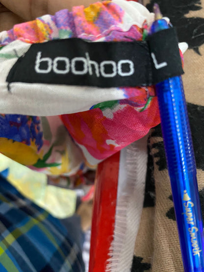 BOOHOO |L| A32| VIBRANT MULTICOLOR FLORAL CROP TOP & TIE-FRONT SARONG SKIRT CO-ORD SET