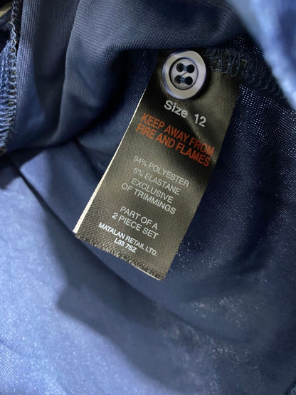 TIME TO SREAM |L| A32| BLUE CRUSHED VELVET PAJAMA-STYLE BUTTON-UP SHIRT & PANTS CO-ORD SET