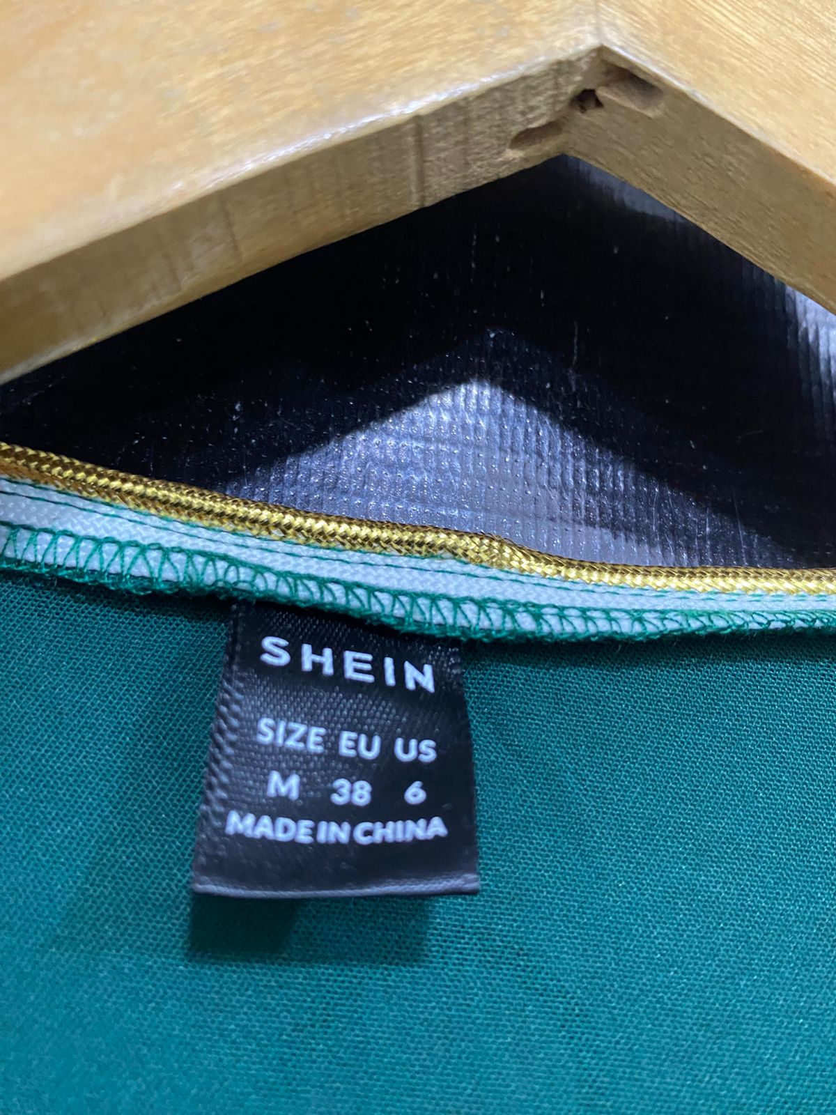 SHEIN |M| A32| EMERALD GREEN GOLD-TRIMMED EMBROIDERED POCKET OPEN-FRONT CARDIGAN & PANTS CO-ORD SET