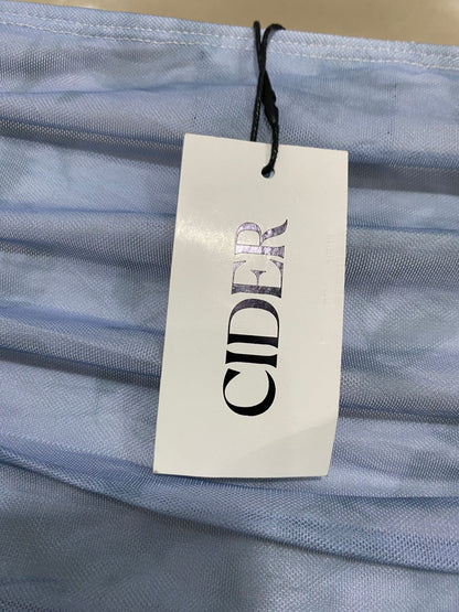 CIDER |XS| BUST 13| A32| BABY BLUE MESH RUCHED STRAPLESS BANDEAU CROP TOP