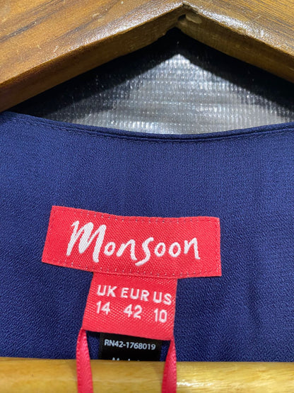 MONSOON |M| BUST 19| A32| NAVY BLUE CHEVRON GEOMETRIC PRINT SHIFT DRESS