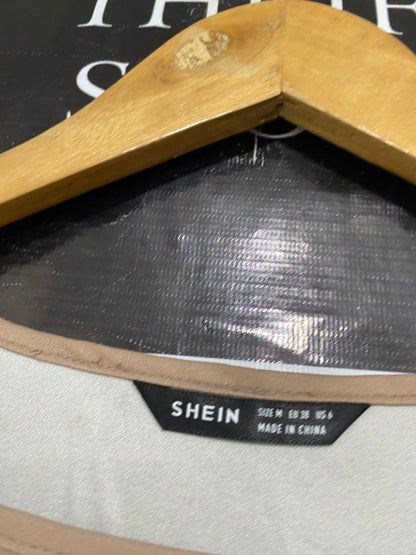 SHEIN |M| BUST 22| A32| KHAKI & BROWN FLORAL ASYMMETRIC-BUTTON BELTED MIDI DRESS