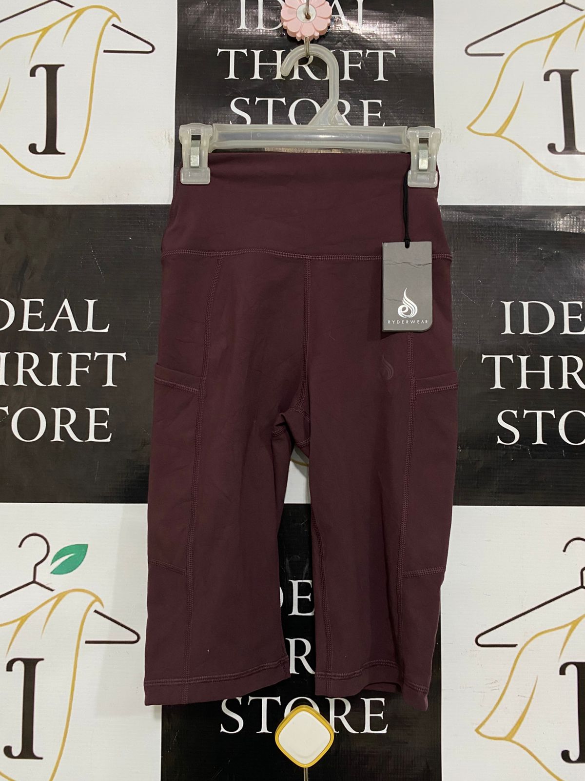 RYDER WEAR |XS| WAIST 18| A32| MAROON HIGH-WAISTED POCKET ACTIVEWEAR BIKE SHORTS