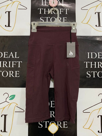 RYDER WEAR |XS| WAIST 18| A32| MAROON HIGH-WAISTED POCKET ACTIVEWEAR BIKE SHORTS