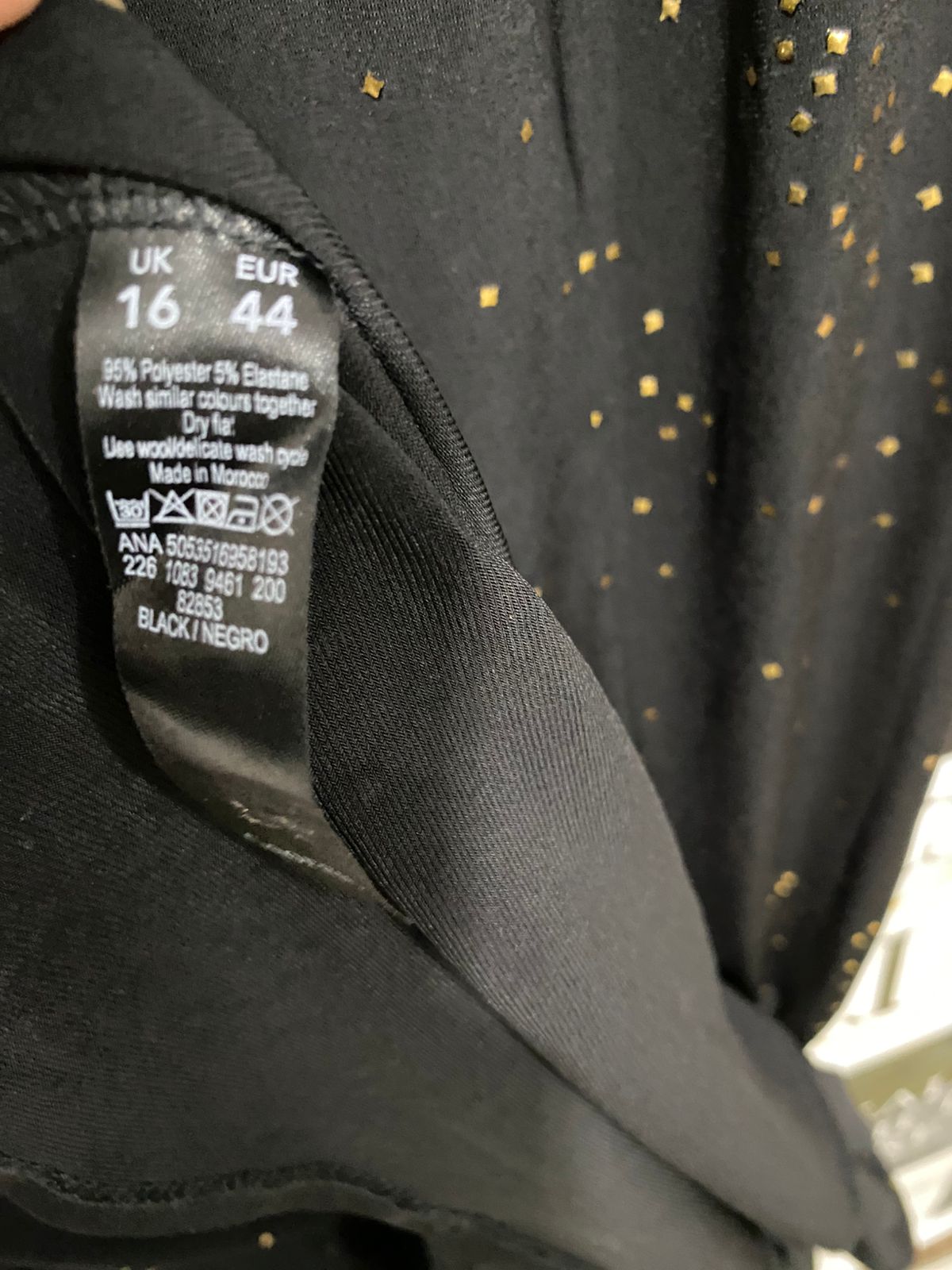GEORGE |M| BUST 17| A32| BLACK & GOLD STARBURST-STUDDED SLEEVELESS MAXI DRESS