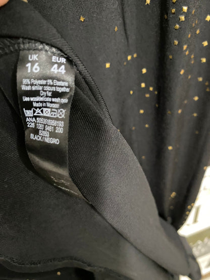 GEORGE |M| BUST 17| A32| BLACK & GOLD STARBURST-STUDDED SLEEVELESS MAXI DRESS