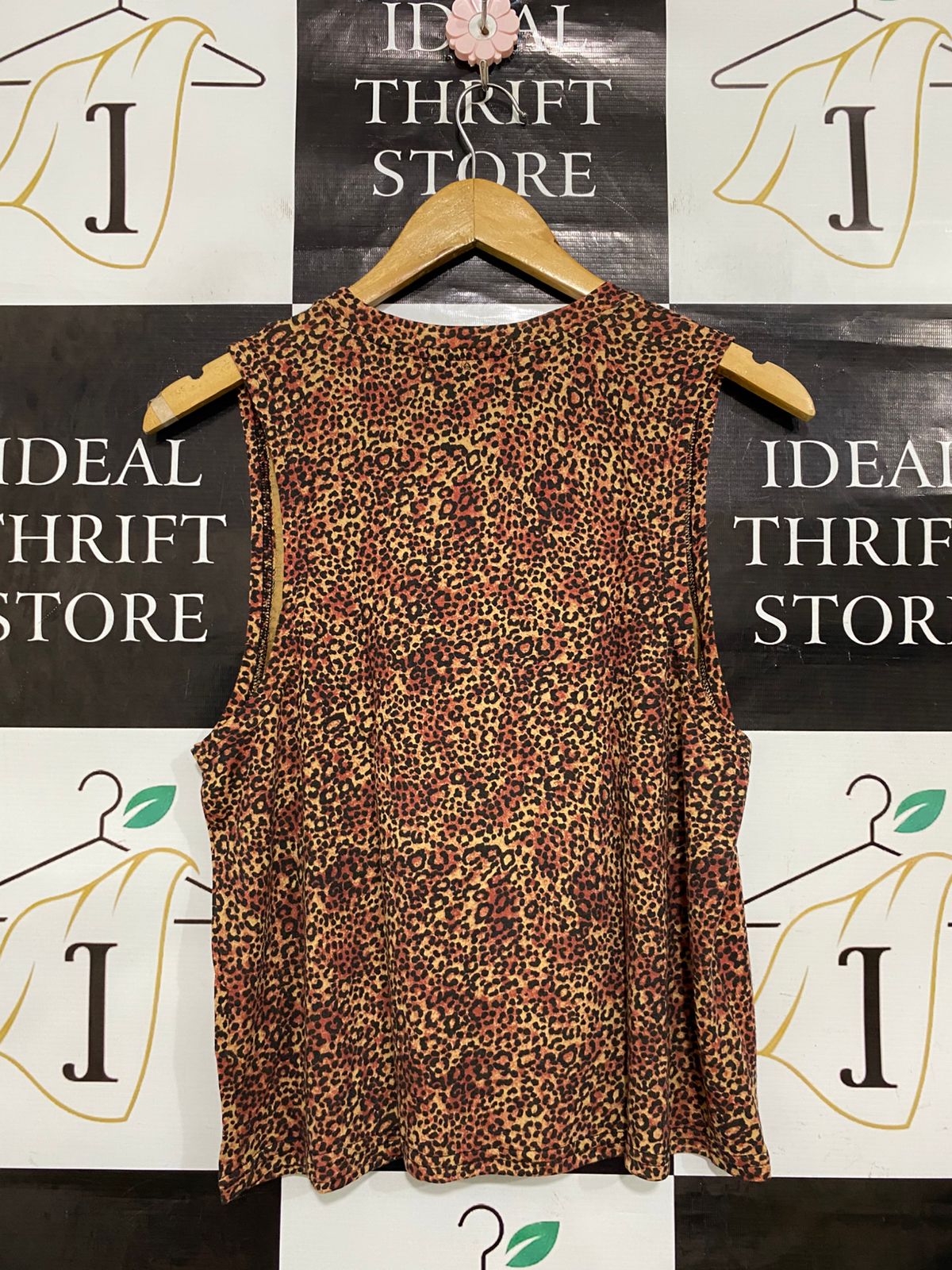 RUNNING BARE |S| BUST 18| A32| BROWN LEOPARD-PRINT SLEEVELESS ACTIVE TANK TOP