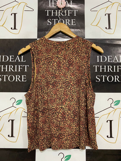 RUNNING BARE |S| BUST 18| A32| BROWN LEOPARD-PRINT SLEEVELESS ACTIVE TANK TOP