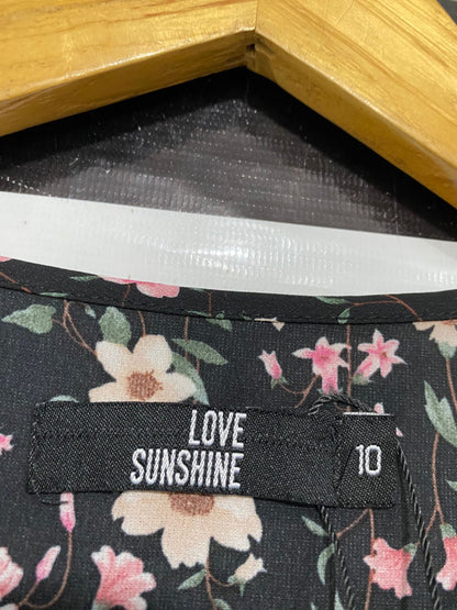 LOVE SUNSHINE |M| BUST 17| A32| BLACK & PINK FLORAL TIE-NECK TIERED MIDI DRESS