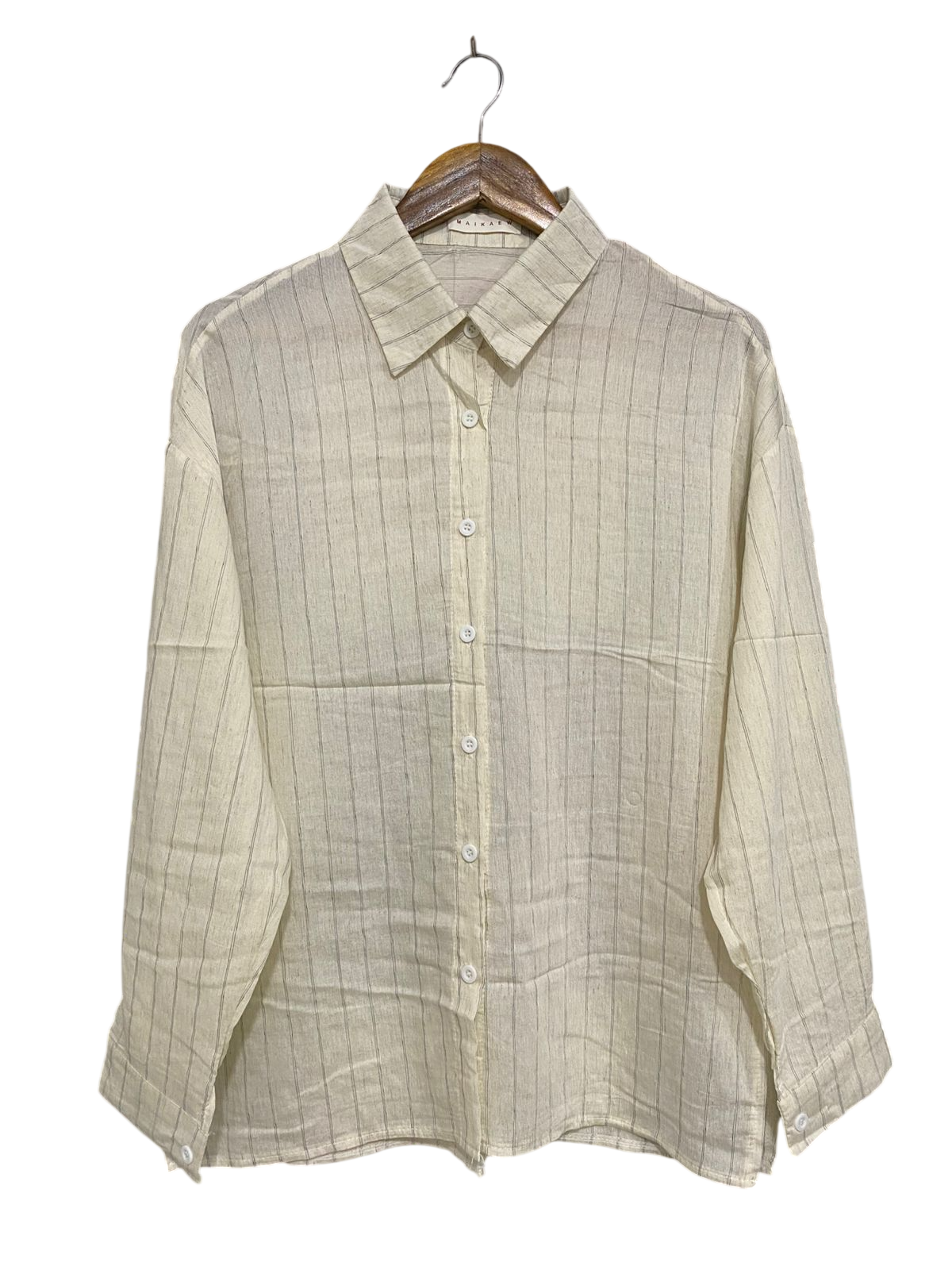 MAIKAEW |L| BUST 21| A33| NEUTRAL STRIPED OVERSIZED BUTTON-UP SHIRT