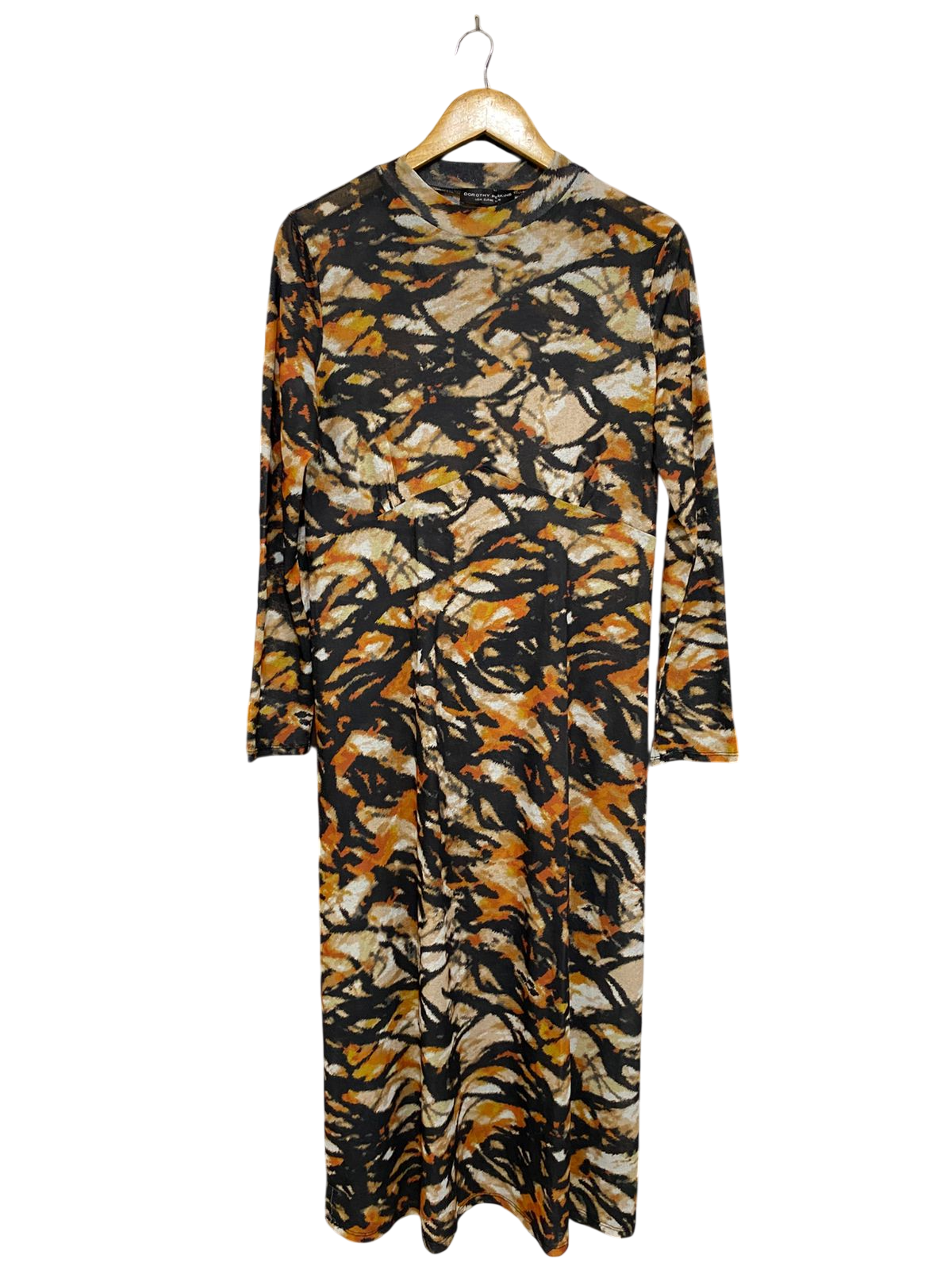 DOROTHY PERKINS |L| BUST 19| A33| ABSTRACT PRINT MOCK-NECK LONG-SLEEVE MIDI DRESS