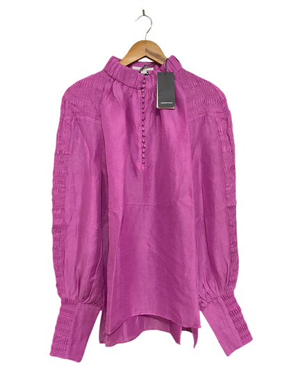 COUNRTY ROAD |M| BUST 23| A33| MAGENTA RUCHED-DETAIL LONG-SLEEVE BLOUSE
