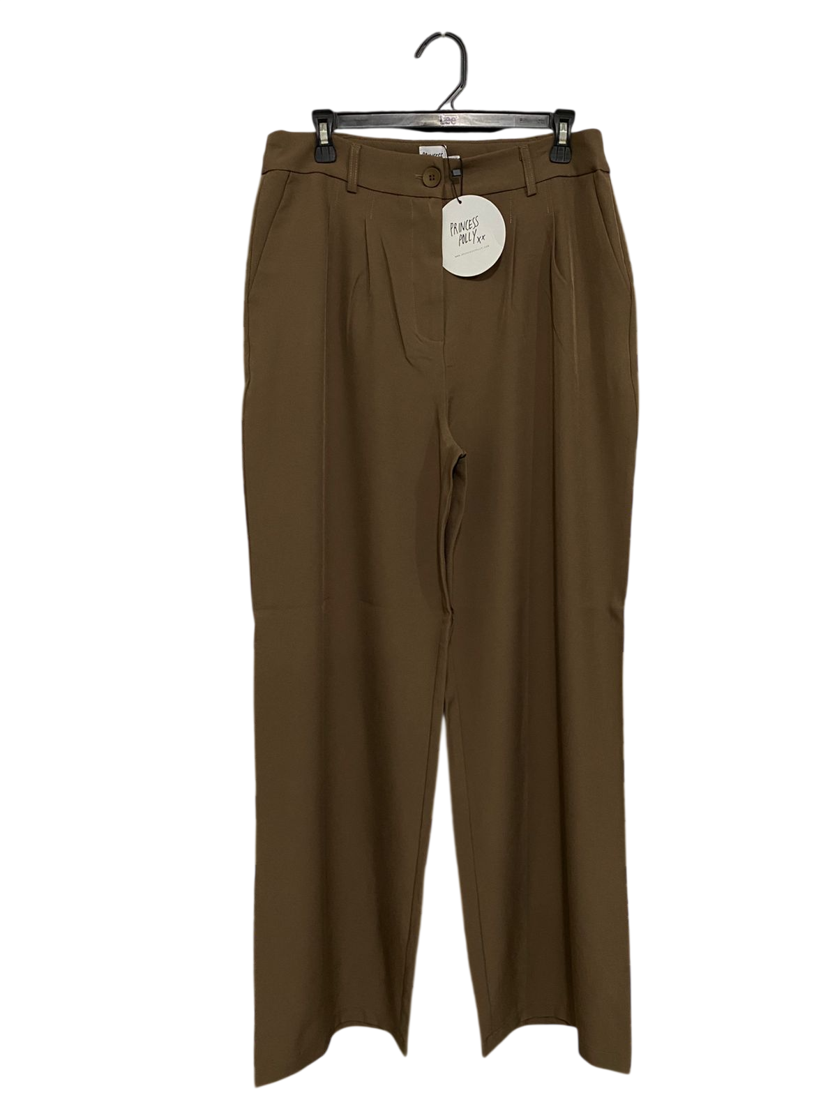 PRINCESS POLLY |L| WAIST 32| A33| KHAKI BROWN TAILORED WIDE-LEG TROUSERS
