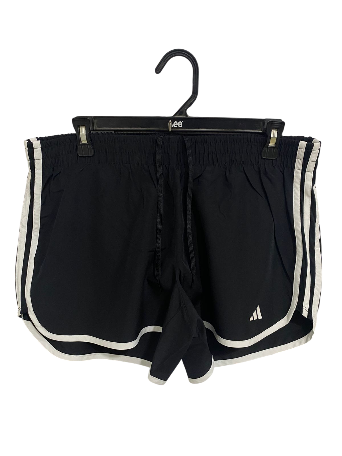 ADIDAS |XL| WAIST 33| A33| BLACK & WHITE STRIPED-TRIM ACTIVE RUNNING SHORTS