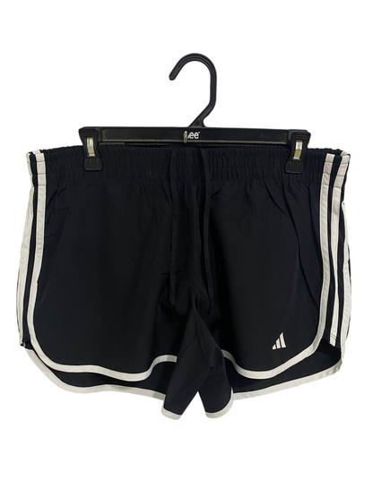 ADIDAS |XL| WAIST 33| A33| BLACK & WHITE STRIPED-TRIM ACTIVE RUNNING SHORTS
