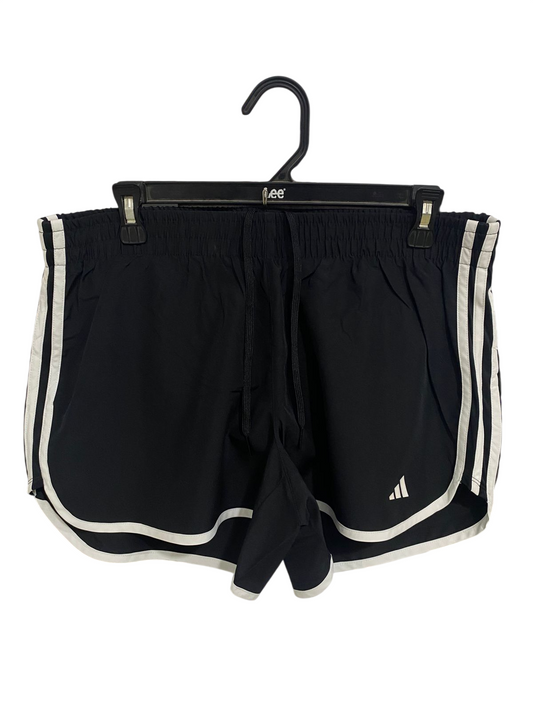 ADIDAS |XL| WAIST 33| A33| BLACK & WHITE STRIPED-TRIM ACTIVE RUNNING SHORTS