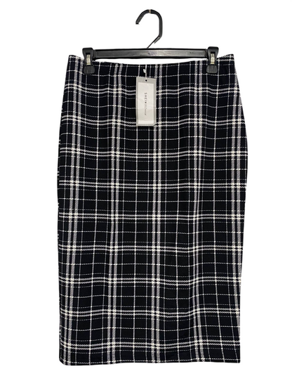 SHEIN |M| WAIST 28| A33| BIZWEAR BLACK & WHITE PLAID HIGH-WAIST MIDI SKIRT