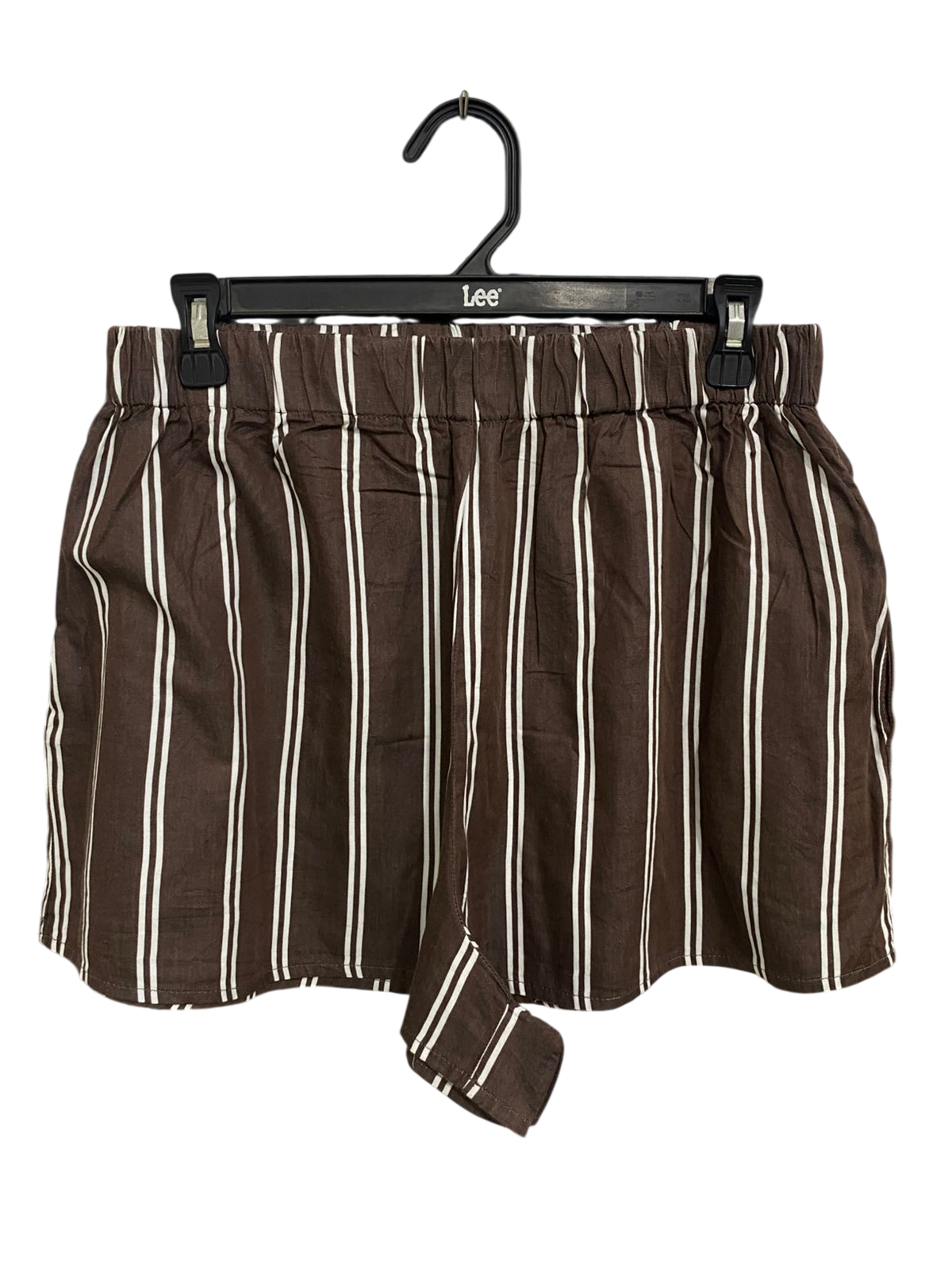 WASTSON X WATSON |M| WAIST 28| A33| BROWN & WHITE STRIPED ELASTIC-WAIST CASUAL SHORTS
