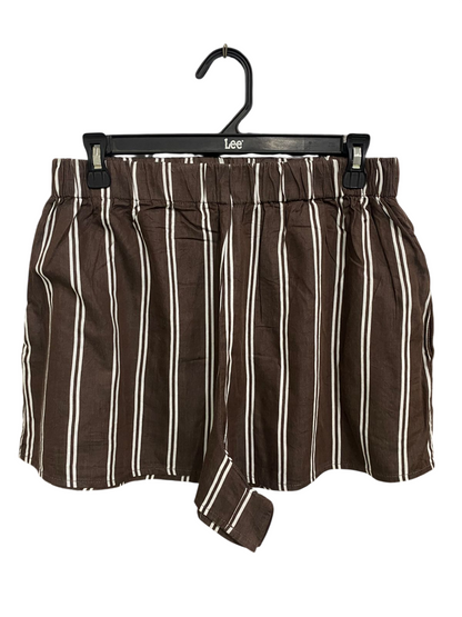 WASTSON X WATSON |M| WAIST 28| A33| BROWN & WHITE STRIPED ELASTIC-WAIST CASUAL SHORTS