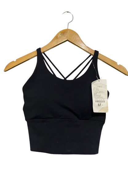 |M| BUST 11| A33| BLACK MULTI-STRAP CRISS-CROSS ACTIVE CROP TOP SPORTS BRA