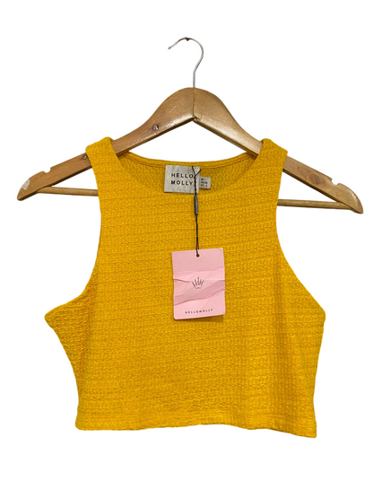 HELLO MOLLY |M| BUST 14| A33| MUSTARD YELLOW TEXTURED RACERBACK CROP TOP
