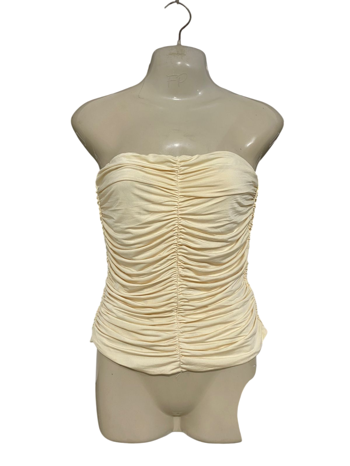 KOOKAI |S| BUST 14| A33| PASTEL YELLOW STRAWLESS RUFFLED RUCHED CORSET TUBE TOP