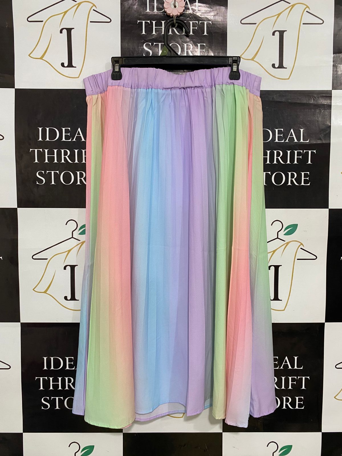 LITTLE PARTY DRESS |XL| WAIST 36| A33| PASTEL RAINBOW GRADIENT GATHERED MAXI SKIRT