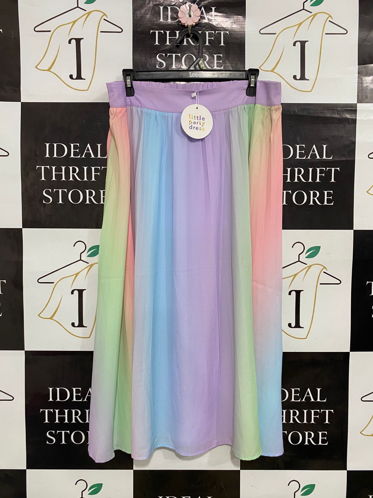 LITTLE PARTY DRESS |XL| WAIST 36| A33| PASTEL RAINBOW GRADIENT GATHERED MAXI SKIRT