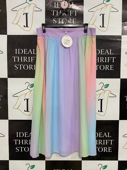LITTLE PARTY DRESS |XL| WAIST 36| A33| PASTEL RAINBOW GRADIENT GATHERED MAXI SKIRT