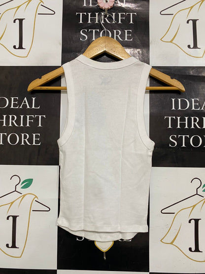 OR |S| BUST 11| A33| OLIVIA RODRIGO WHITE GRAPHIC RIBBED TANK TOP