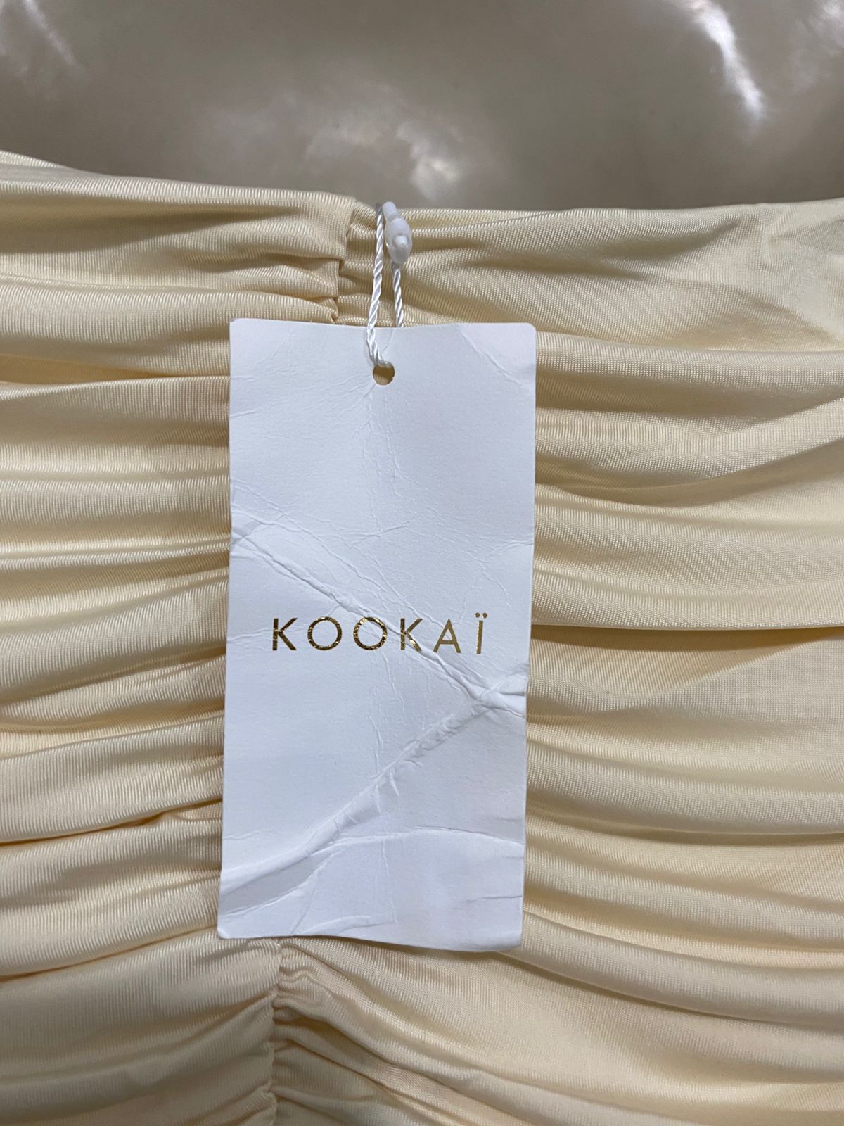 KOOKAI |S| BUST 14| A33| PASTEL YELLOW STRAWLESS RUFFLED RUCHED CORSET TUBE TOP