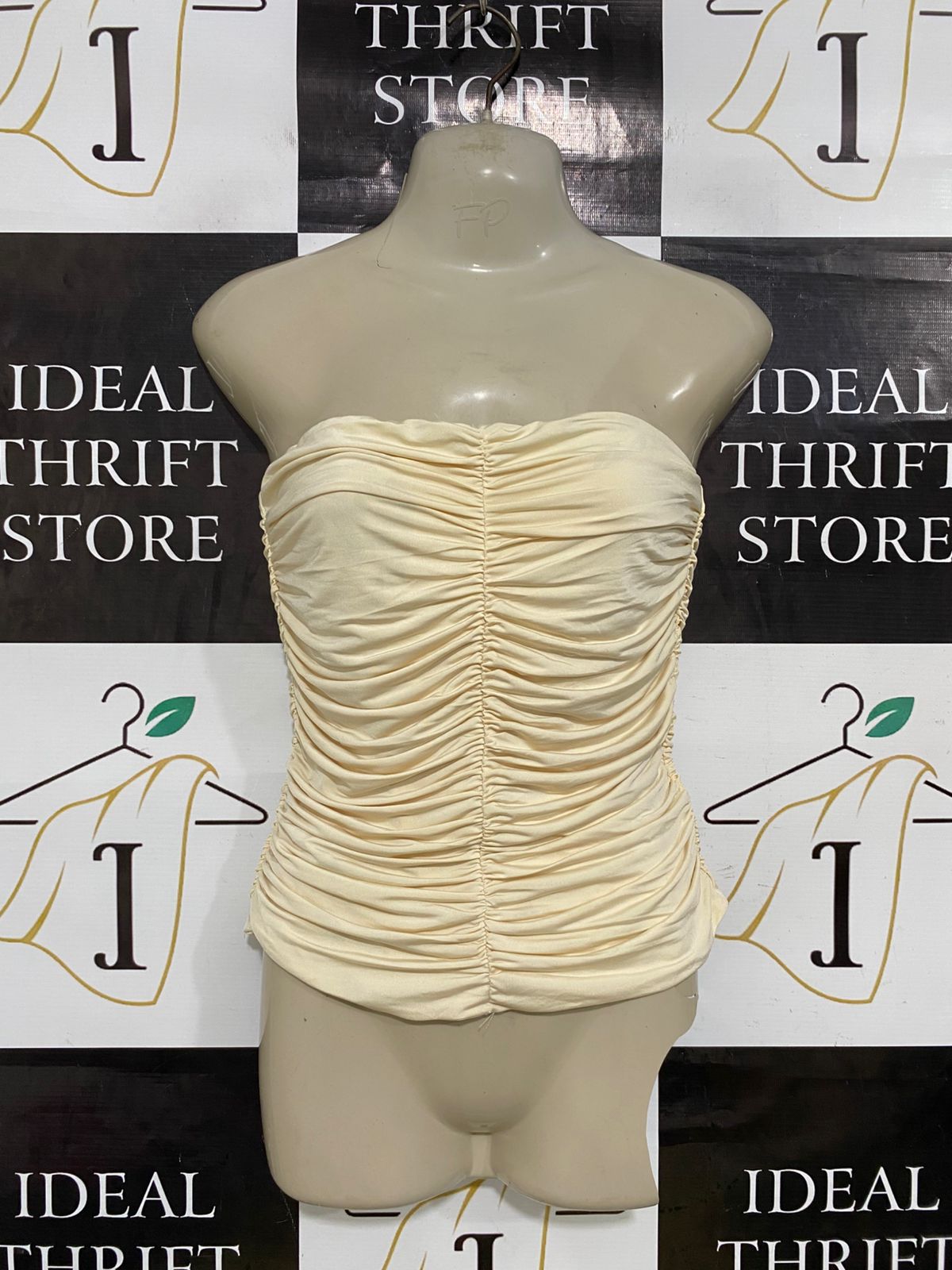 KOOKAI |S| BUST 14| A33| PASTEL YELLOW STRAWLESS RUFFLED RUCHED CORSET TUBE TOP