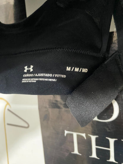 UNDER ARMOUR |M| BUST 14| A33| BLACK BRANDED-STRAP PADDED SPORTS BRA