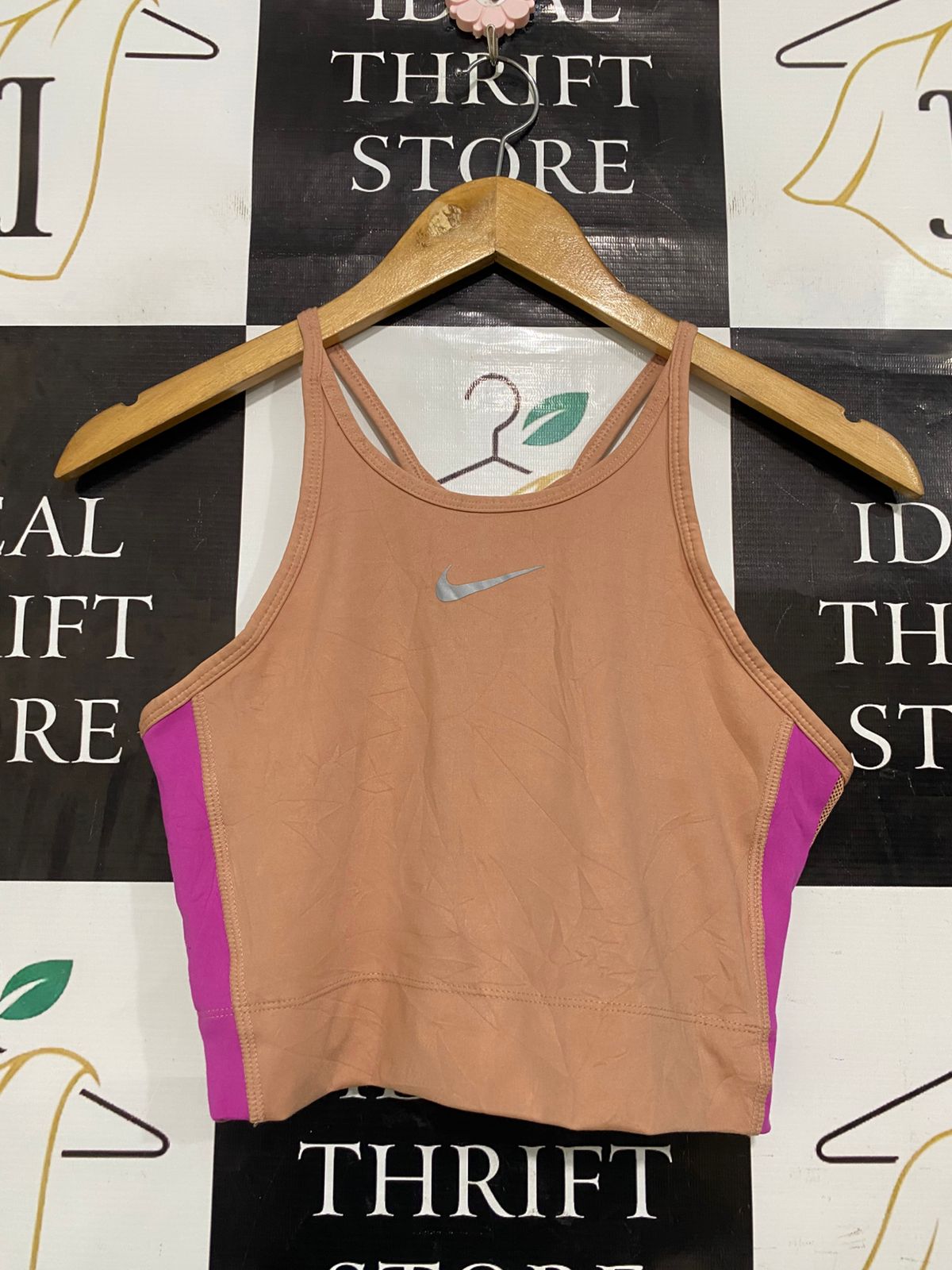 NIKE |S| BUST 14| A33| NUDE & MAGENTA SWOOSH ACTIVE CROP TANK TOP