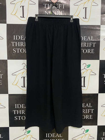 |L| WAIST 32| A33| BLACK EMBROIDERED ROSE WIDE-LEG LOUNGE PANTS