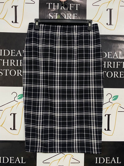 SHEIN |M| WAIST 28| A33| BIZWEAR BLACK & WHITE PLAID HIGH-WAIST MIDI SKIRT