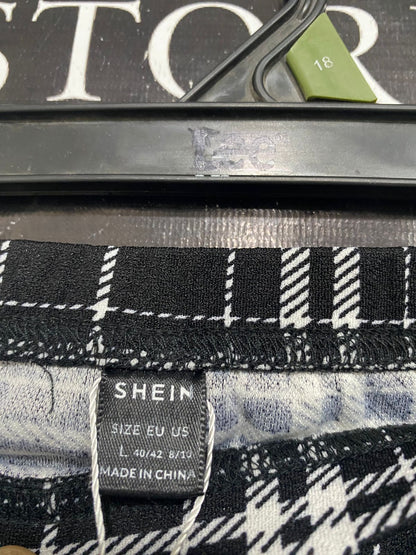 SHEIN |M| WAIST 28| A33| BIZWEAR BLACK & WHITE PLAID HIGH-WAIST MIDI SKIRT