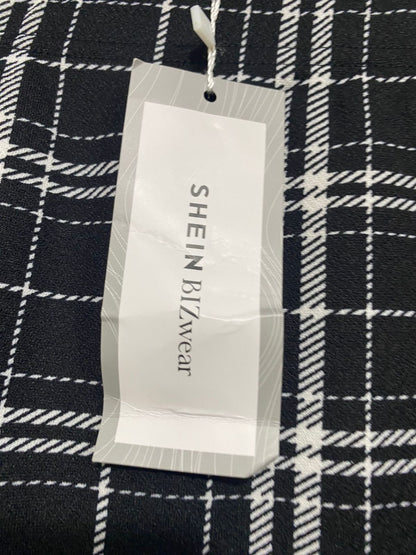 SHEIN |M| WAIST 28| A33| BIZWEAR BLACK & WHITE PLAID HIGH-WAIST MIDI SKIRT