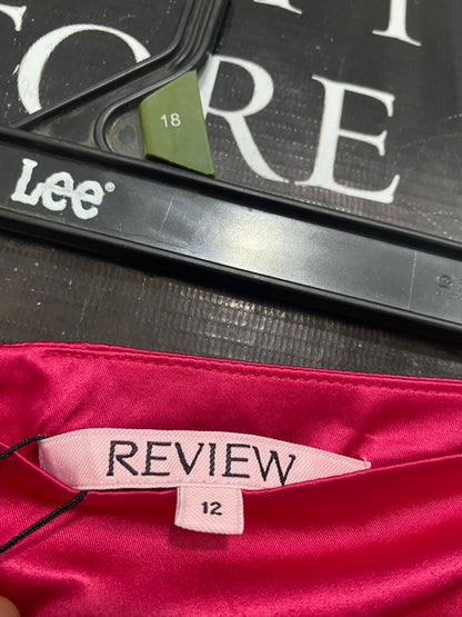 REVIEW |L| WAIST 31| A33| REVIEW MAGENTA LACE HIGH-WAIST SCALLOPED MIDI SKIRT