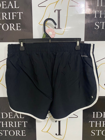 ADIDAS |XL| WAIST 33| A33| BLACK & WHITE STRIPED-TRIM ACTIVE RUNNING SHORTS
