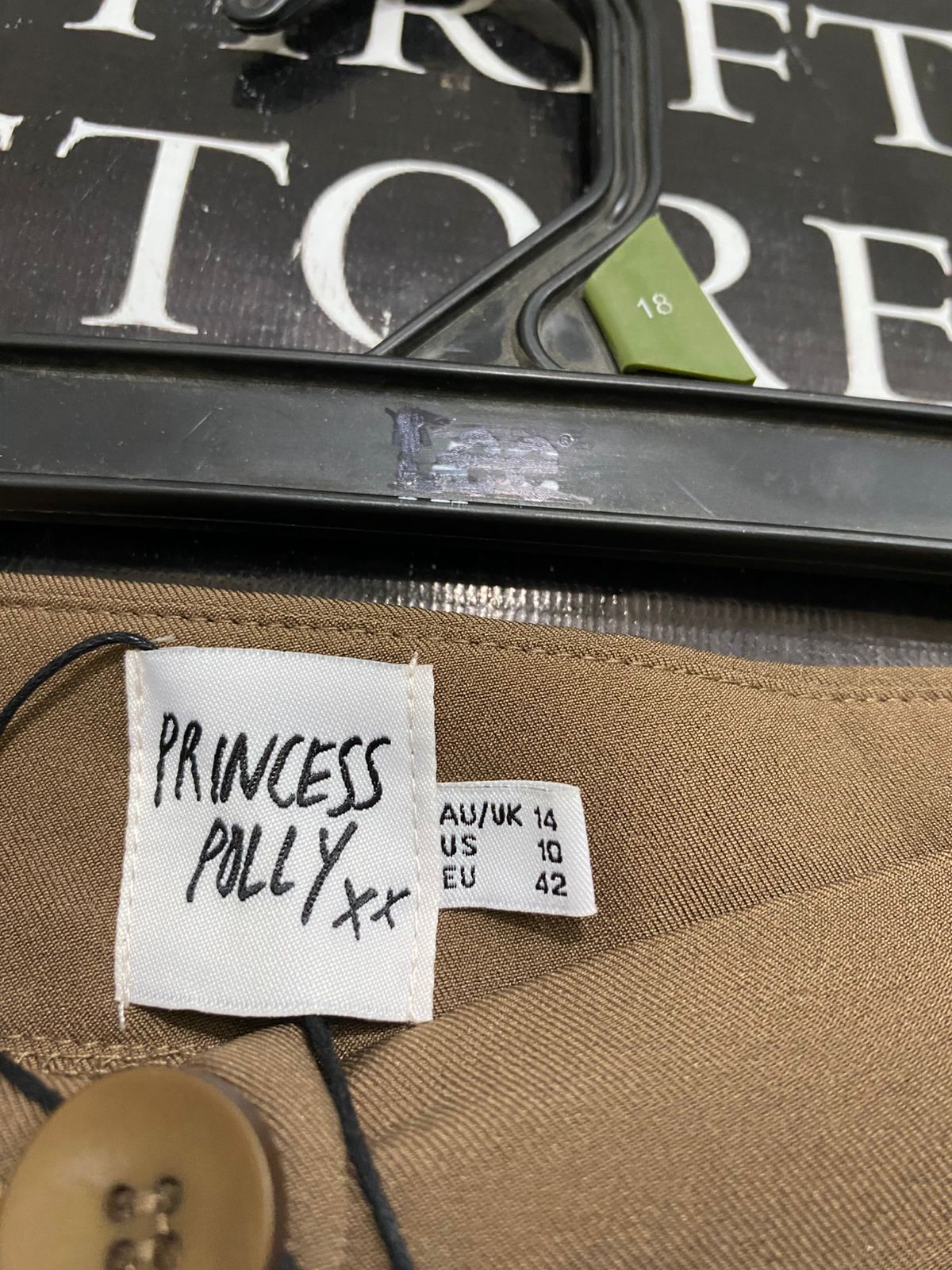 PRINCESS POLLY |L| WAIST 32| A33| KHAKI BROWN TAILORED WIDE-LEG TROUSERS