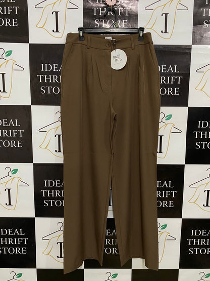PRINCESS POLLY |L| WAIST 32| A33| KHAKI BROWN TAILORED WIDE-LEG TROUSERS