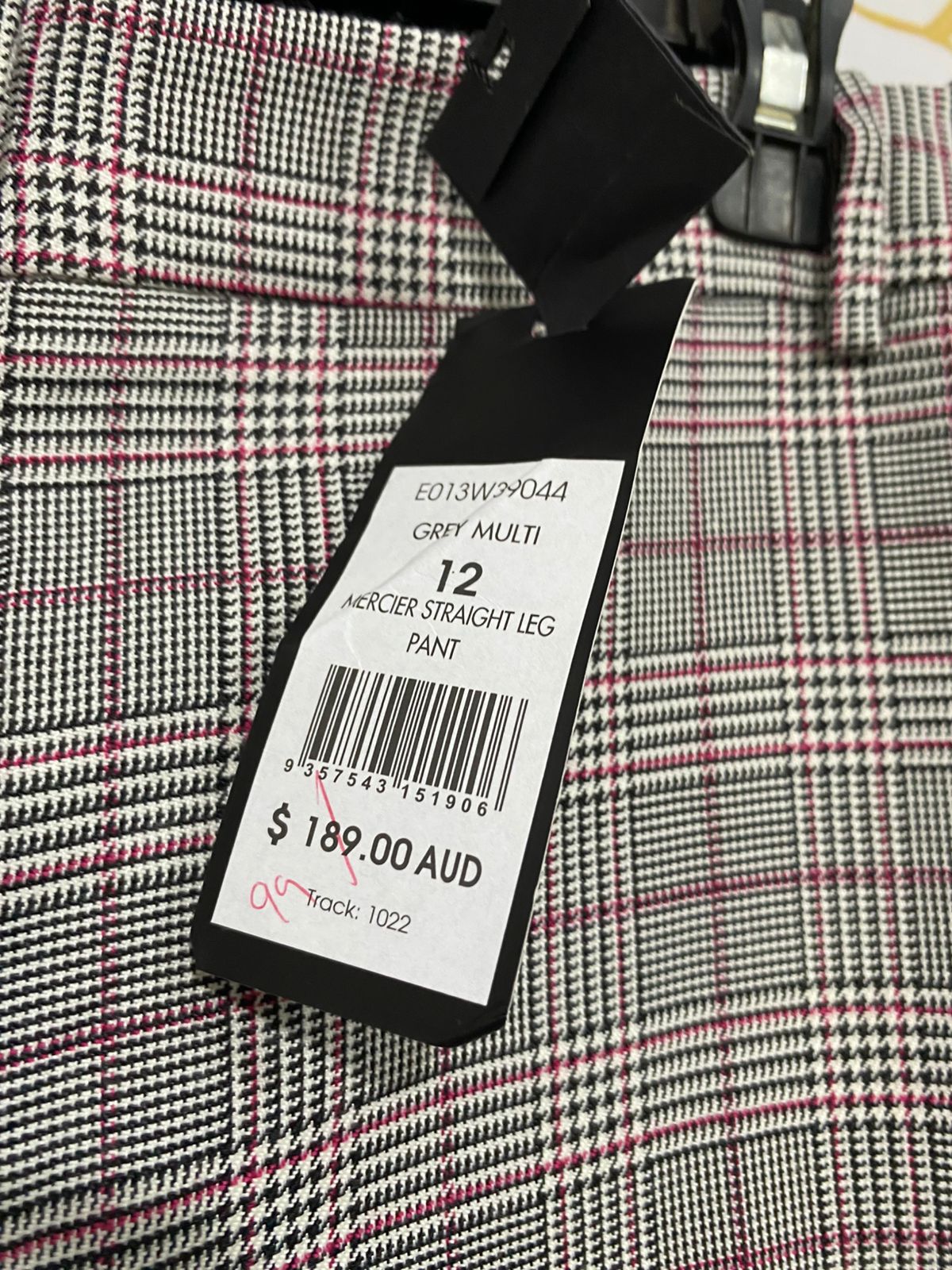 DAVID LAWRENCE |XL| WAIST 34| A33| GREY CHECK TAILORED WIDE-LEG TROUSERS