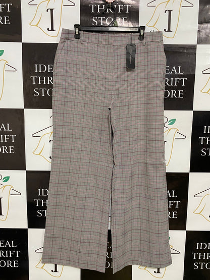 DAVID LAWRENCE |XL| WAIST 34| A33| GREY CHECK TAILORED WIDE-LEG TROUSERS